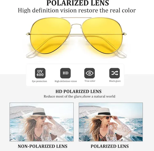 Vista 7 de Gafas de aviador Outray unisex, con visión nocturna, polarizadas