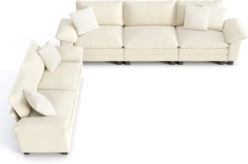 Vista 37 de PHI VILLA Conjuntos de sofás modulares Cloud, juego de sofá seccional de 2 piezas con sofá cama, sofá cómodo de 3 plazas para sala de estar y Ceniza
