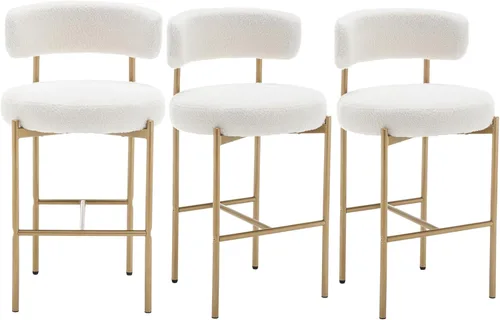 Vista 15 de Canxkun Taburetes de Bar Boucle Juego de 2, 24" Taburetes de Mostrador Modernos con Respaldos, Taburetes de Bar Tapizados para Isla de Cocina, Bar