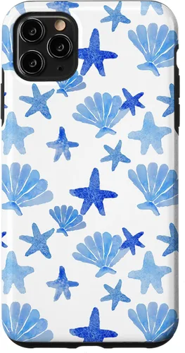 Vista 13 de Funda para iPhone 16 Coastal Nieta Azul Preppy Shells Estrellas de mar Océano Lindo Caso