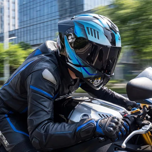 Vista 6 de Casco modular de motocicleta con Bluetooth abatible de cara completa aprobado por DOT FMVSS-218 con doble visera, multiventilación, diseño