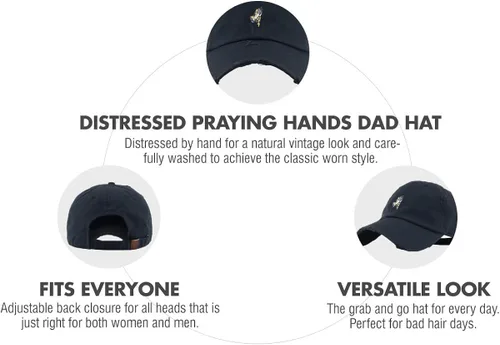 Vista 4 de Gorra de béisbol con diseño de manos rezando, para papá, estilo polo no construido, ajustable