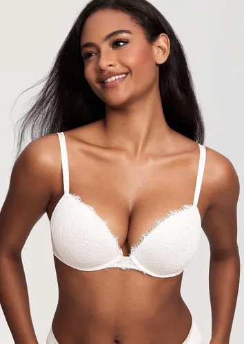 Vista 3 de DOBREVA Brasier push up para mujer, con encaje, cobertura completa, con relleno, con aros, añade 1.5 tazas