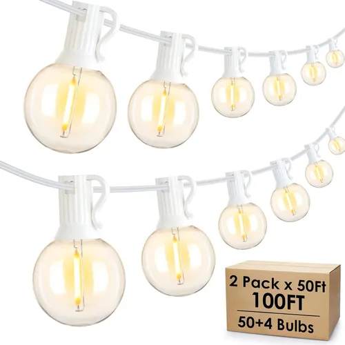 Vista 10 de Mlambert - Cadena de luces para exteriores de 50 pies, luces de globo G40 para patio con 25+2 bombillas LED impermeables y a prueba de roturas