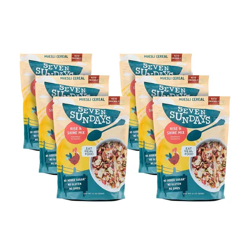 Vista 14 de Seven Sundays Farmers Market - Cereal orgánico Muesli de grosella y almendra, bolsa de 12 onzas, certificado sin gluten, sin OMG, sin azúcar