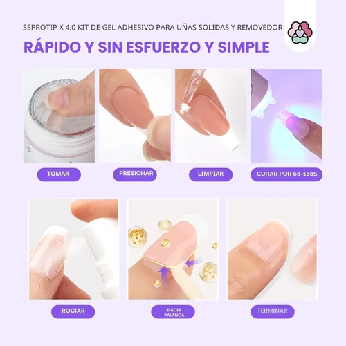 Vista 7 de Kit de pegamento de uñas sólido en gel Saviland y removedor de pegamento de uñas: luz UV para uñas, herramientas completas para uñas postizas