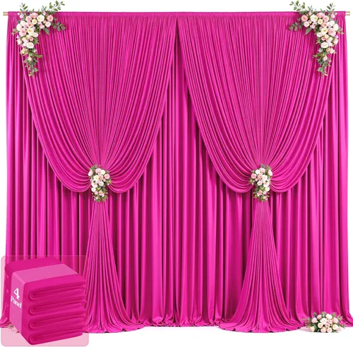 Vista 28 de 20 pies x 12 pies Cortinas de Telón de Fondo Azul Bebé Sin Arrugas para Bodas y Fiestas, Telón de Fondo de Tela Azul, Cortinas para Bodas