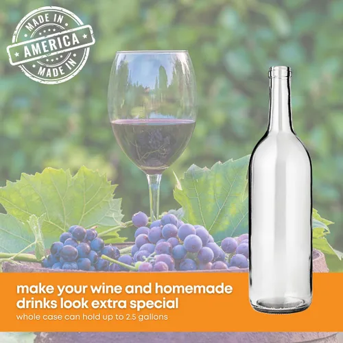 Vista 4 de FastRack - Botellas de vino de vidrio transparente de 25.4 fl oz (paquete de 36) Botellas W5 Claret/Burdeos Parte superior de corcho de fondo