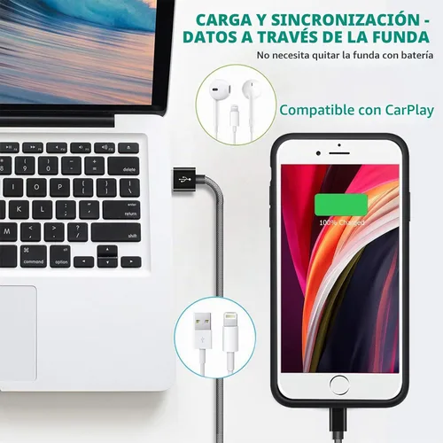 Vista 6 de Funda de batería para iPhone 6/6s/7/8/SE 2/SE 3, 10000mAh mejorada de alta capacidad, portátil, funda de carga protectora compatible con iPhone