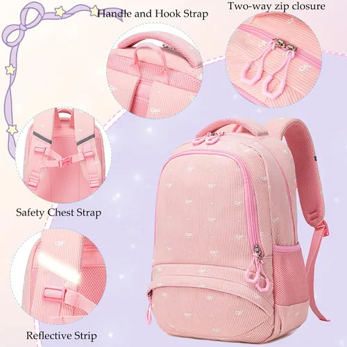 Vista 5 de Juego de mochila para niñas con diseño de unicornio, mochila escolar para niños, mochila para libros para niñas, set 3 en 1, regreso a clases
