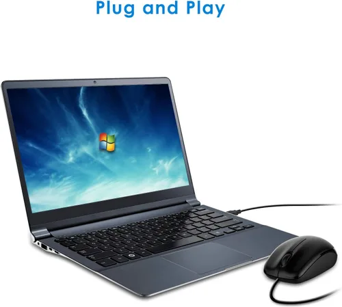 Vista 6 de JETech - Mouse óptico con cable con terminal USB y 3 botones (en color negro) - 0776