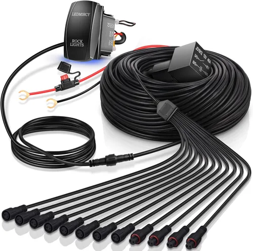 Vista 13 de LEDMIRCY Cable de Extensión para Luces LED de Roca Cable de Alambre de 2 Pines Impermeable 2PCS 5ft 22AWG con Conectores Macho a Hembra Tuerca