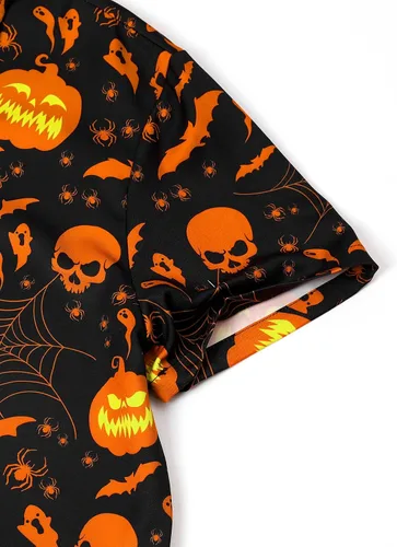 Vista 5 de LINOCOUTON Camisa de manga corta con botones para Halloween, Acción de Gracias