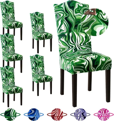 Vista 19 de Sufdari Juego de 4 fundas para sillas de comedor, color beige, antideslizantes, de elastano, elásticas, para comedor, hotel (Grande)