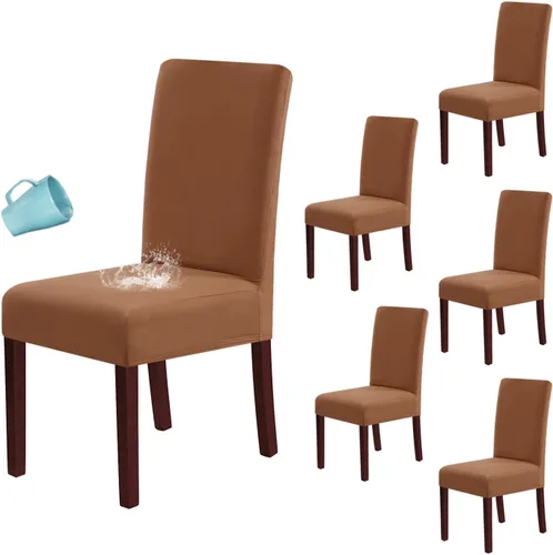 Vista 13 de H.VERSAILTEX Juego de 4 fundas 100% impermeables para sillas de comedor, fundas elásticas para sillas de comedor, fundas protectoras para sillas