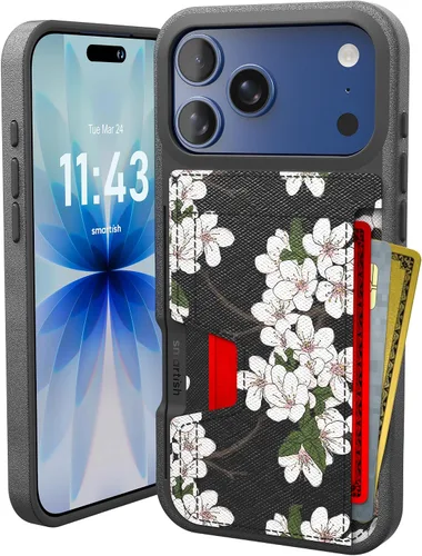 Vista 80 de Smartish Funda tipo cartera para iPhone 11 Pro - Wallet Slayer Vol. 2 [soporte protector delgado] tarjetero (seda) - Black Tie Affair Holds 3