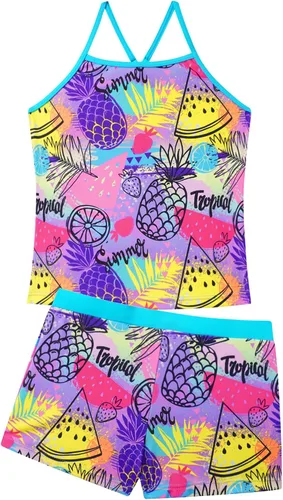 Vista 3 de Akokvlar Traje de baño de dos piezas para niñas, tankini con pantalón corto