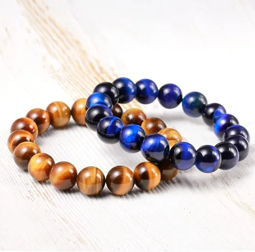 Vista 4 de Jewever Pulsera elástica unisex con piedras preciosas naturales de ojo de tigre (múltiples piezas)