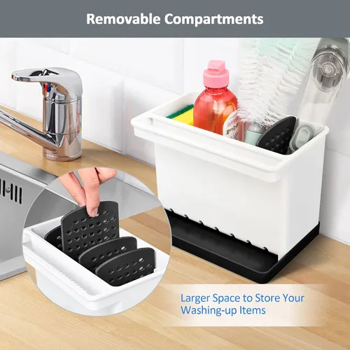 Vista 2 de JOMOLA Organizador de fregadero de cocina, soporte para esponjas y cepillos de dientes para baños, soporte para utensilios de cocina, organizador