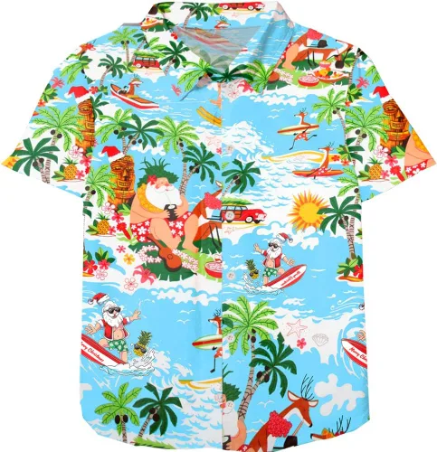 Vista 15 de Remimi Camisa unisex de Halloween para niños, camisetas hawaianas de manga corta con botones feos de 5 a 14 años Christmas Gift