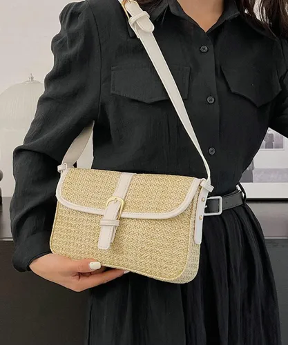 Vista 2 de Bolsos cruzados de verano para mujer, bolso básico de paja para playa, bolso de mano para mujer, bolso de mano para mujer, bolso de hombro