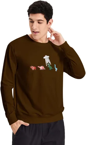 Vista 12 de WDIRARA Sudadera de manga larga con cuello redondo y estampado gráfico de dinosaurios de dibujos animados para hombre