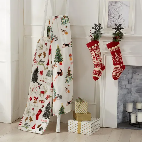 Vista 12 de Great Bay Home - Manta decorativa para navidad. Diseño de navidad de terciopelo supersuave.