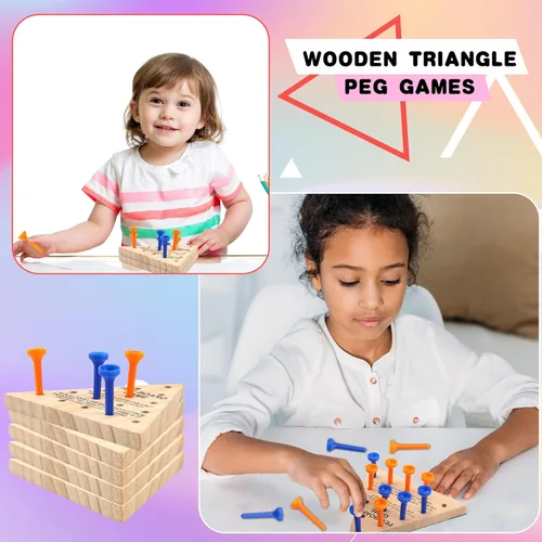 Vista 3 de 30 paquetes de juego de clavijas de madera, juego de triángulos complicados para familia, viajes, adolescentes y adultos