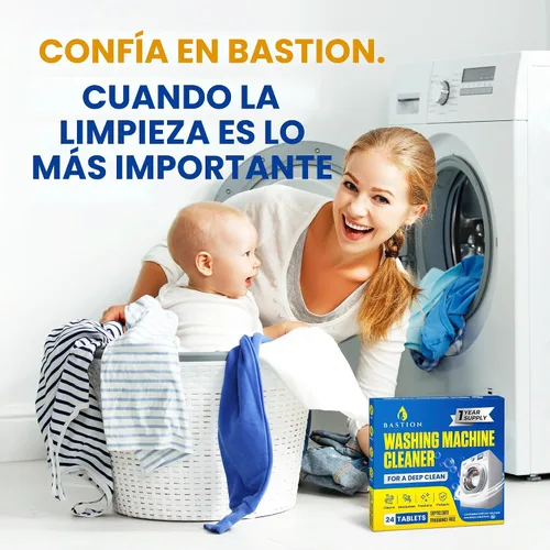 Vista 2 de Tabletas Limpiadoras para Lavadora Paquete de 24 Descalcificador Potente - Limpieza Profunda para Lavadoras HE de Carga Frontal y Superior Seguro