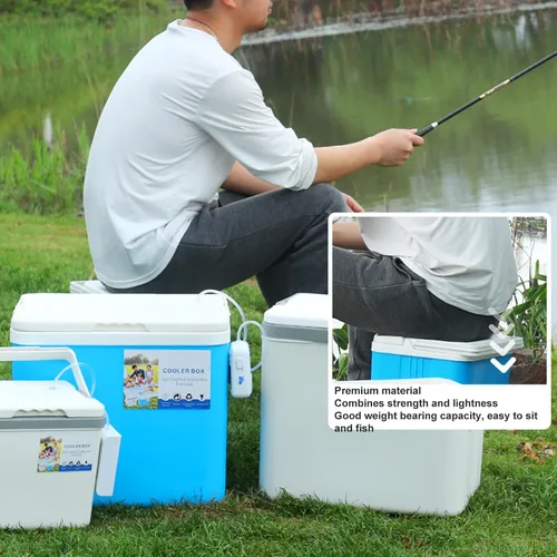 Vista 2 de Enfriador portátil aislado, enfriador duro pequeño de 10 litros con asa, a prueba de fugas, lonchera aislada al aire libre para picnic, campamento