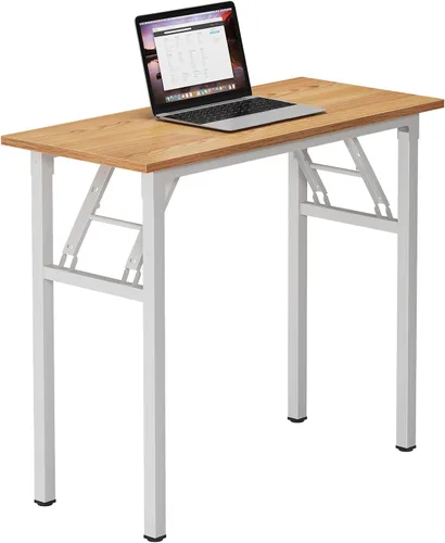 Vista 17 de Need - Escritorio plegable de 31 1/2" sin ensamblaje, mesa pequeña para computadora, escritorio robusto y resistente para espacios pequeños, marco