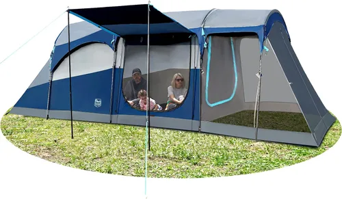 Vista 2 de TIMBER RIDGE Tienda de campaña familiar para 8 personas con sala de pantalla, doble capa, impermeable, resistente a la intemperie, gran túnel
