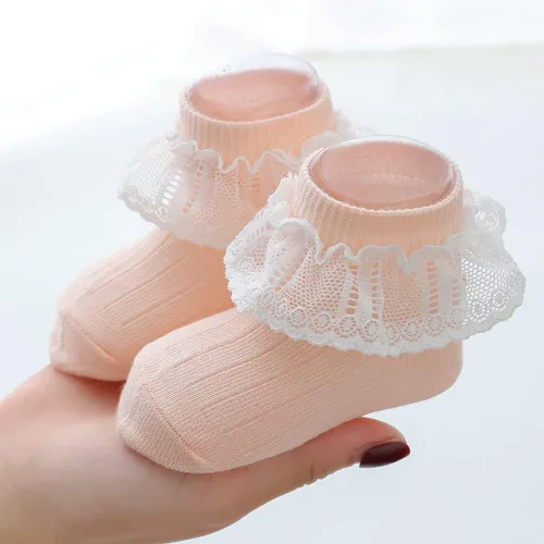 Vista 7 de QandSweet Calcetines de encaje para niñas recién nacidas para bebés y niños pequeños