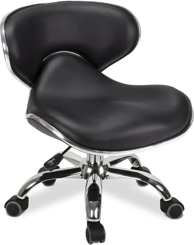 Vista 10 de MAYAKOBA HugoII Taburete corto (costura de diamante café), asiento rodante con altura ajustable de 13 a 15 pulgadas, perfecto para sala