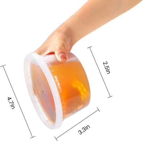Vista 9 de [12 onzas, 25 juegos] Contenedores de plástico para almacenamiento de alimentos con tapas herméticas Apto para microondas, congelador