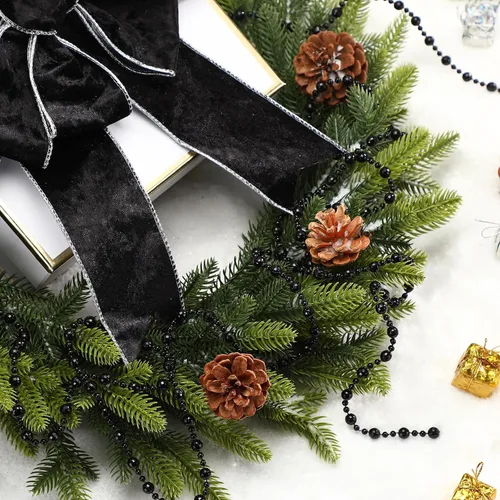 Vista 6 de Pangda Guirnalda de cuentas de 49 pies para árbol de Navidad, hilo de perlas artificiales de plástico, cadena de rollo para Navidad, manualidades