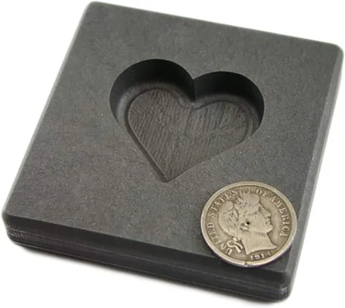 Vista 3 de Molde de grafito de alta densidad de oro corazón de 2 onzas, 1 oz, plata