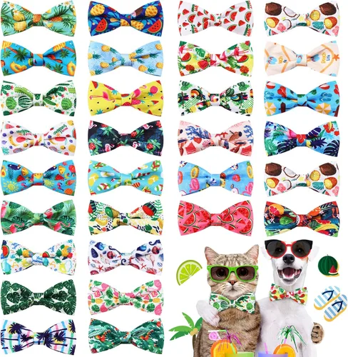 Vista 7 de Talltalk 30 Piezas de Corbatines para Perro, Lazos para Perro a Granel, Accesorios Festivos para Perro, Adornos para Collares Desmontables, Lazos