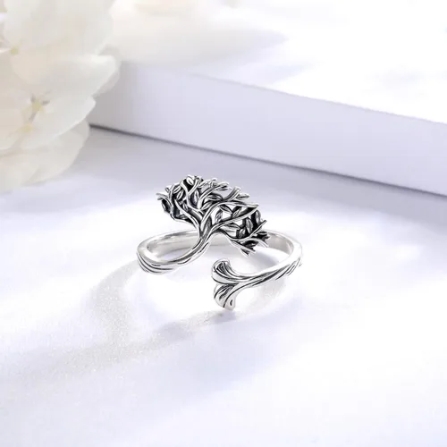Vista 3 de zaxsj TreeofLifeRingsforWomen925SterlingSilverRetroCelticKnotIrishTreeofLifePendantNecklaceRingJewelryGiftsforWomen