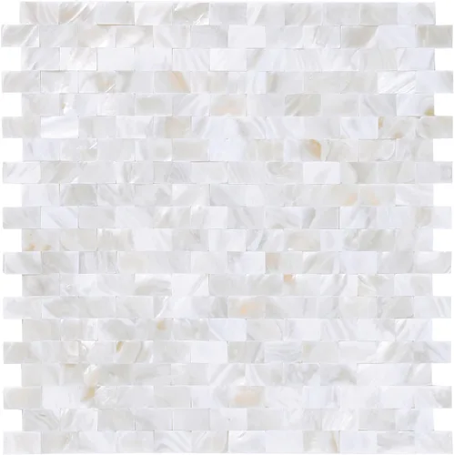 Vista 6 de 1 - Lámina de azulejos de conchas de perla para despegar y pegar, protector contra salpicaduras adhesivo para cocina, baño, dormitorio