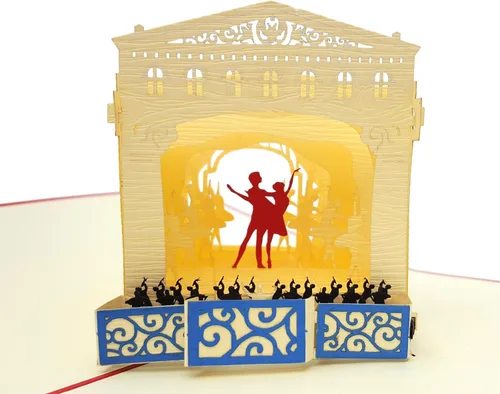 Vista 5 de iGifts And Cards Tarjeta de felicitación emergente 3D de Ballet Theater – Tarjeta de felicitación de escenario de actuación de baile, aniversario