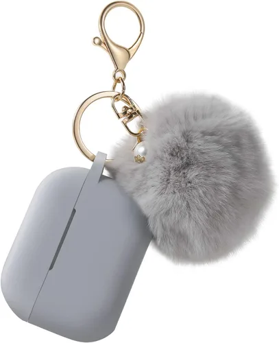 Vista 10 de Cypher.V Funda protectora para AirPods Pro, funda de silicona con kit de llavero de pompón de bola suave y lindo (negro)