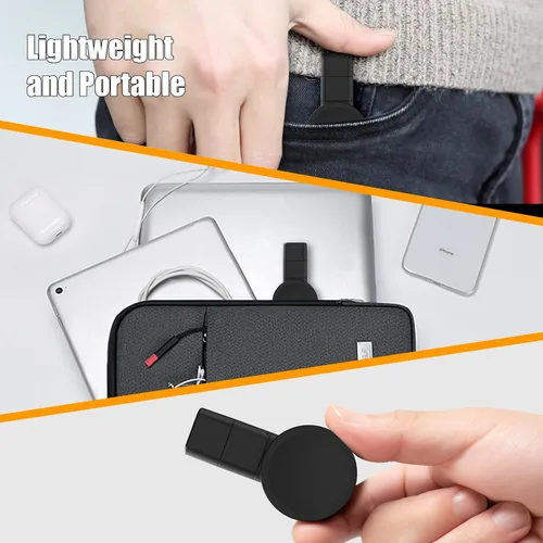 Vista 7 de Cargador de reloj portátil para Galaxy Watch 7/6/6 Classic/5, base de carga de viaje USB giratoria compatible con Galaxy 4 Classic/3 y Active 2