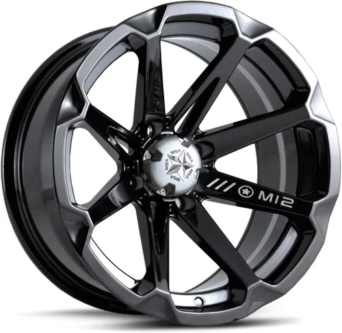 Vista 2 de Bundle - 9 Items: MSA Black Diesel 14" ATV Wheels 28" Klever X/T Tires [4x110 Bolt Pattern 10mmx1.25 Lug Kit]