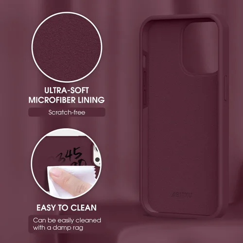 Vista 4 de Funda compatible con iPhone 13 Pro 2021, silicona líquida de gel suave de goma de 3 capas de cobertura completa