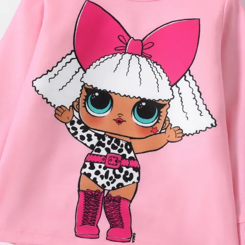 Vista 4 de L.O.L. Surprise! Conjunto de falda de manga larga para bebés y niñas pequeñas, falda de leopardo, conjunto de ropa de fiesta de 18 meses a 10 años