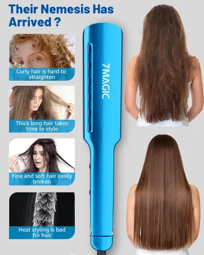 Vista 6 de 7MAGIC Nano Titanium - Plancha de pelo de 1.7 pulgadas para cabello grueso Azul