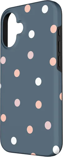 Vista 2 de iPhone 16 Polka Dot Gris Pastel Colorido, Mujeres Y Niñas Funda De Lunares