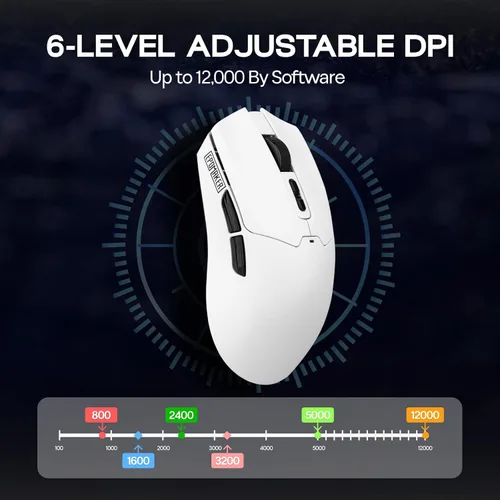 Vista 5 de EPOMAKER Click Lite Mouse inalámbrico para juegos, 800 a 12,000 DPI ajustable, sensor PAW3311, 500mAh, 2.08 oz, 2.4GBTUSB-C recargable con 5 botones