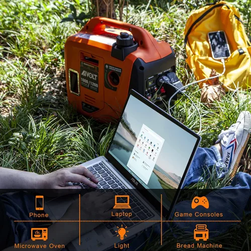 Vista 5 de AIVOLT Generador inversor súper silencioso de 1600 W, generador portátil de gas ultraligero para camping y uso doméstico, cumple con la EPA